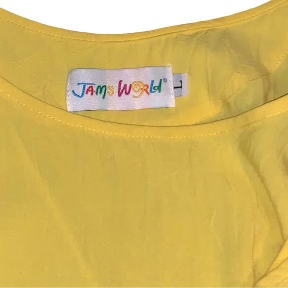 Vintage Jams World Bright Yellow Sleeveless Shirt Tank Top Rayon Large Summer - Picture 2 of 6